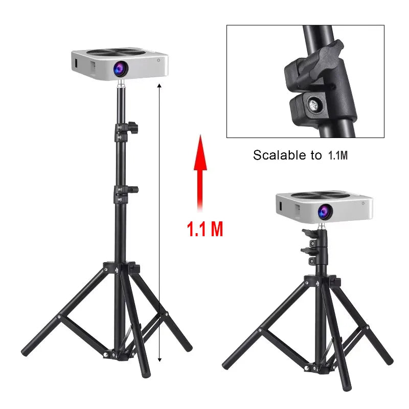 Universal Projector Tripod Stand Stretchable Projector Bracket Aluminum Alloy Portable Holder Adjustable Height for LCD Project
